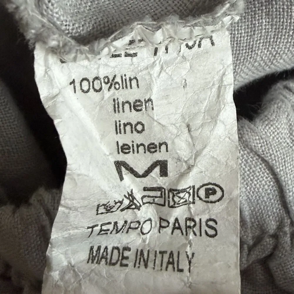 Tempo Paris Pants Women’s Size Medium 100% linen Lightweight Elastic Waistband